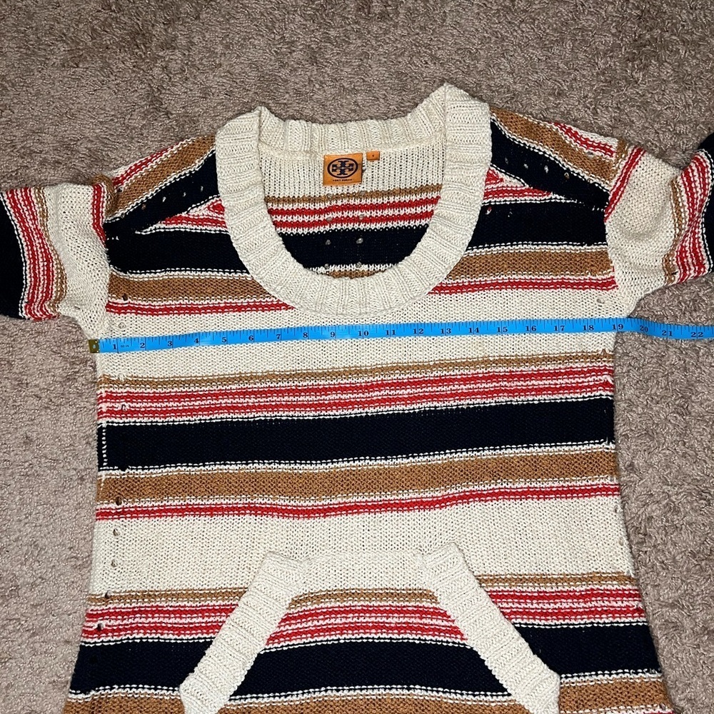 COPY - Tory Burch Striped Short Sleeve Linen Blend Sweater Size Small - Picture 12 of 16